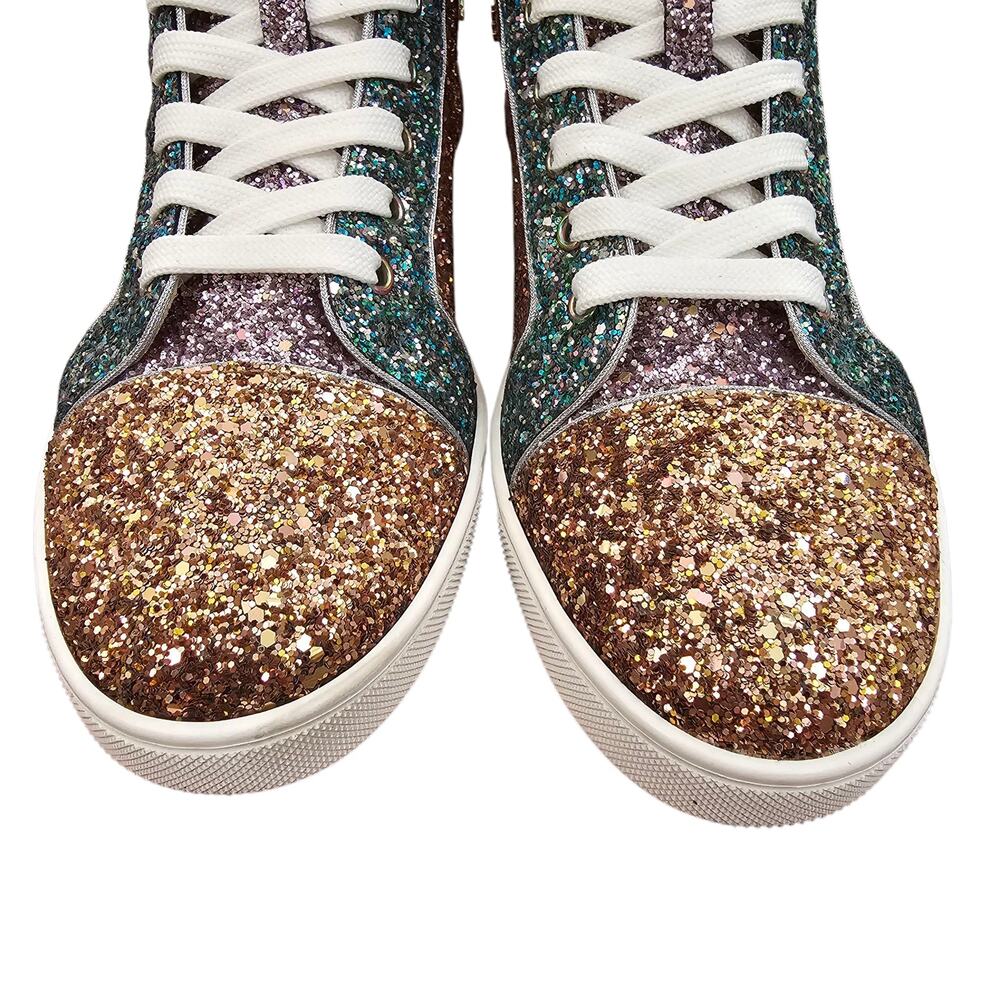Christian Louboutin Bip Bip Orlato Size 40.5 US 10.5 Glitter High Top Sneakers - Picture 7 of 11